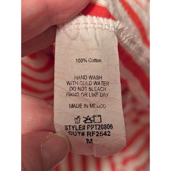 Perfect Peach Women's Size Medium Red White Stripped Long Sleeve Blouse - Picture 4 of 8